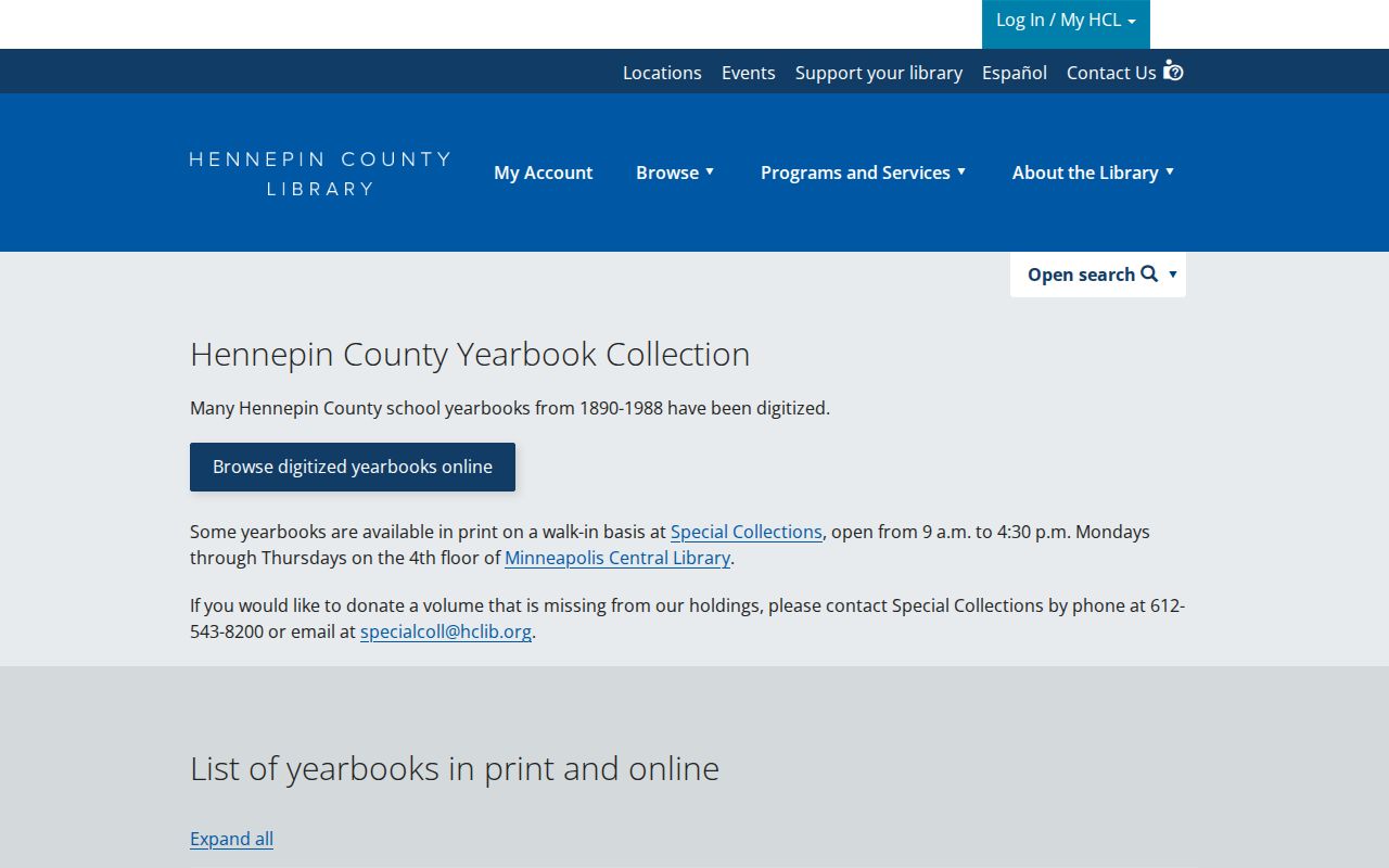 Bloomington city directory companion yearbooks at Hennepin County Library