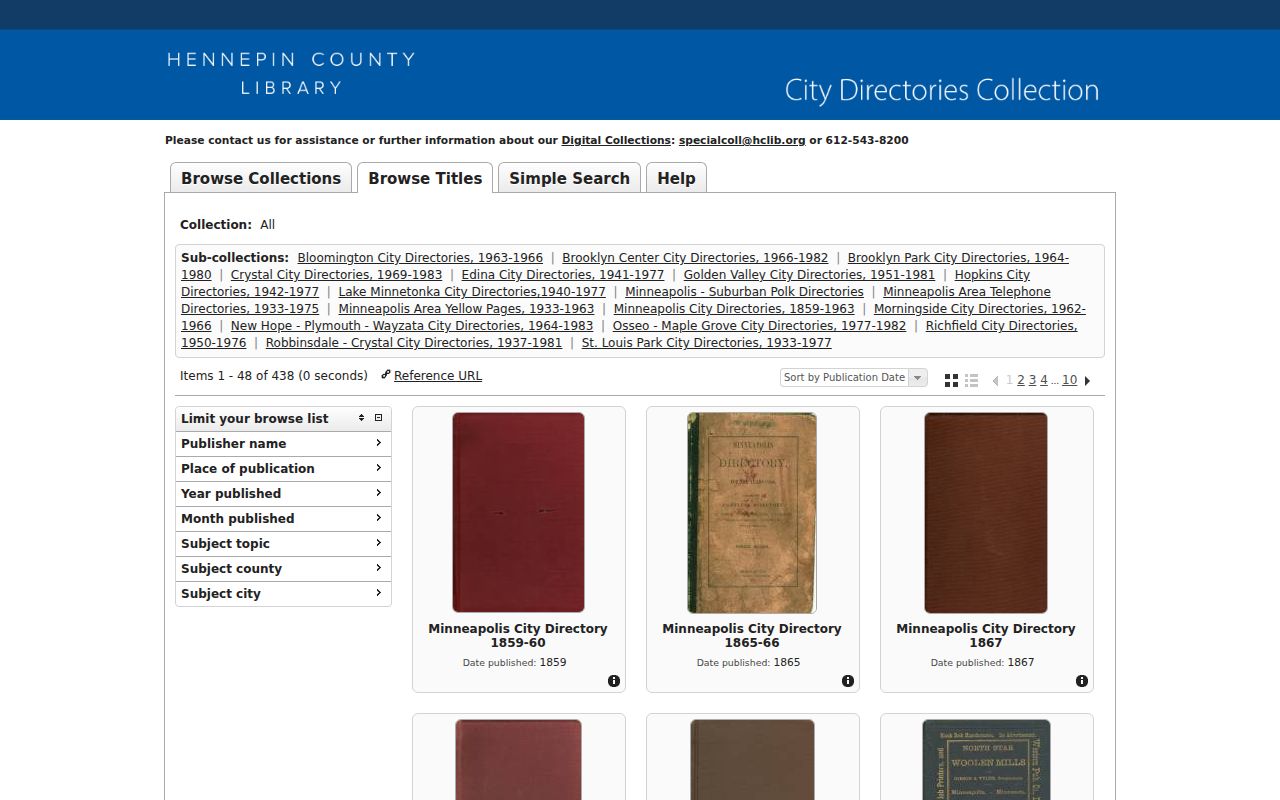 Bloomington city directory digital collection title browser