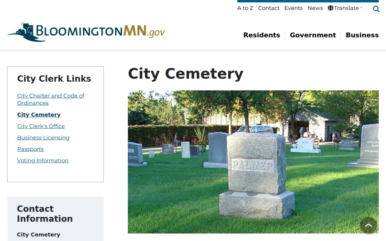 Bloomington neighbors cemetery records and local geography