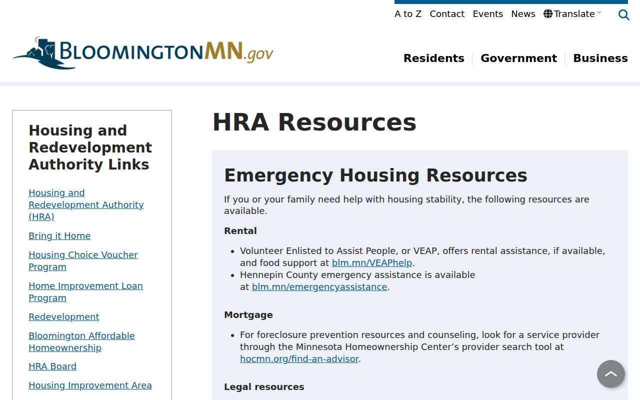 Bloomington neighbors community association contact resource