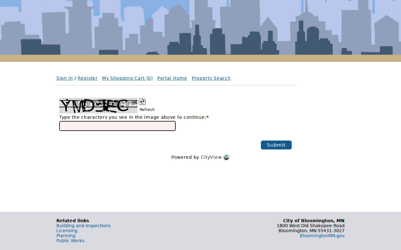 Bloomington street directory CityView permit address locator