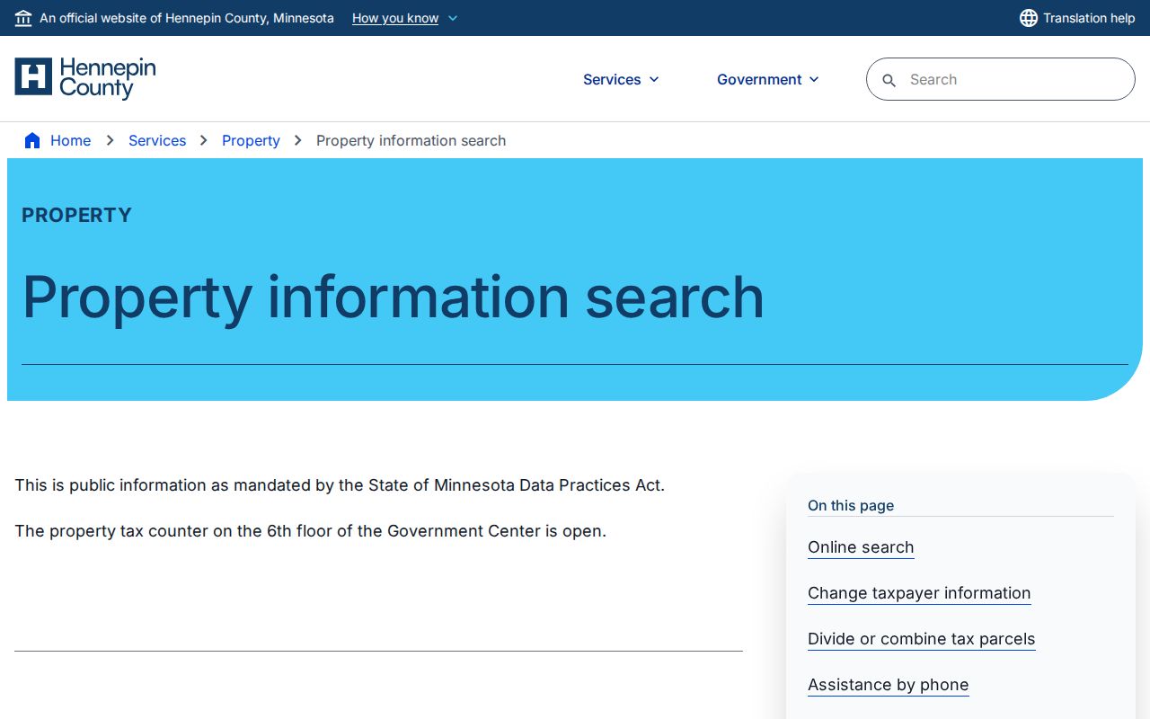 Bloomington street directory Hennepin property information search